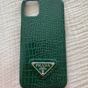 Prada Milano Green Croc-Embossed Leather iPhone Case (11 Pro Max)